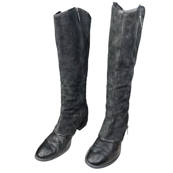 Donald J Pliner Women’s Devi Black Saddle Suede Riding Boots Size US 10 - Picture 6 of 13